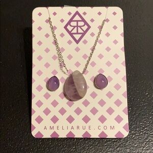 Amelia Rue Necklace & Earring Set, Purple Stones